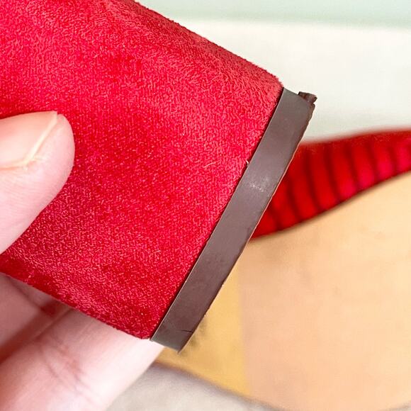 Chase And Chloe Randy Women's Red Fabric Stretch Pointed Ankle Boots Size 8 NWOT - Picture 9 of 10